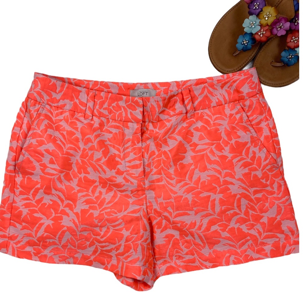 Ann Taylor Loft Textured Floral Print Shorts